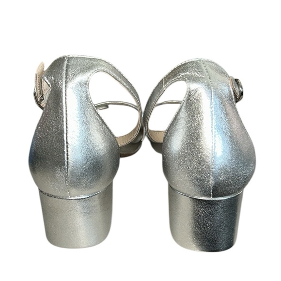 ABEO Avenue Strap in Silver Metallic Leather Dress Heel Sandal Size 9 - Picture 5 of 12